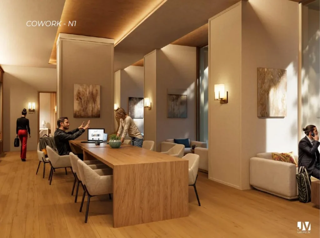 Render conceptual del coworking de Andeza