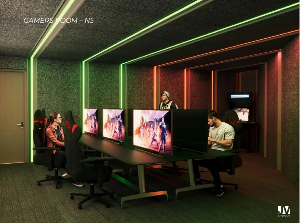 Render conceptual de zona gamer de Andeza