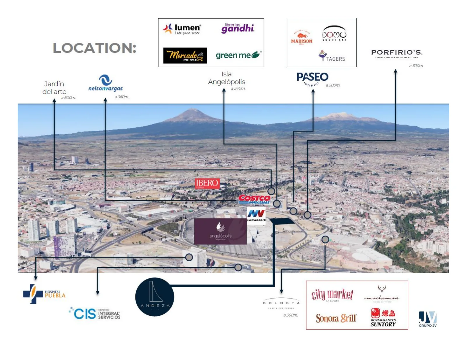 Mapa y referencias de ubicación de Andeza en Angelópolis, Puebla