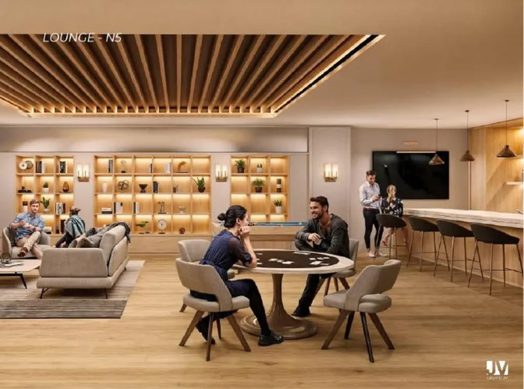 Render conceptual de lounge de Andeza