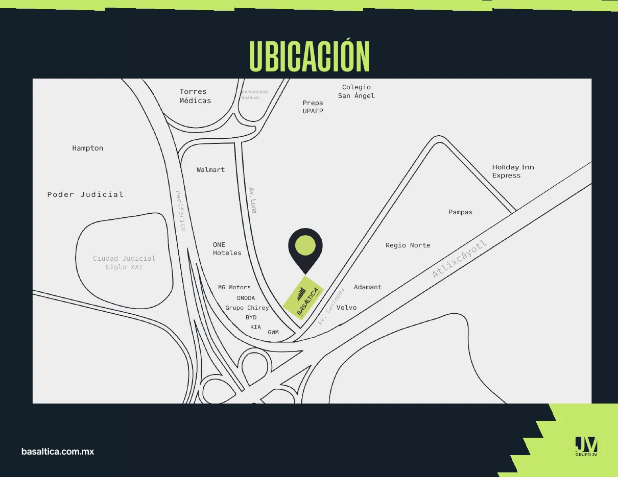 Mapa comercial de ubicación de Basáltica