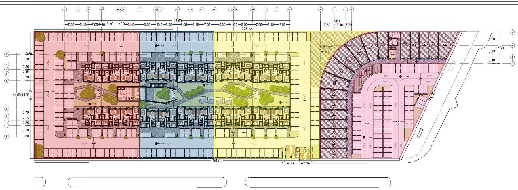 Distribución conceptual de las etapas residenciales y plaza comercial de Ciudalia