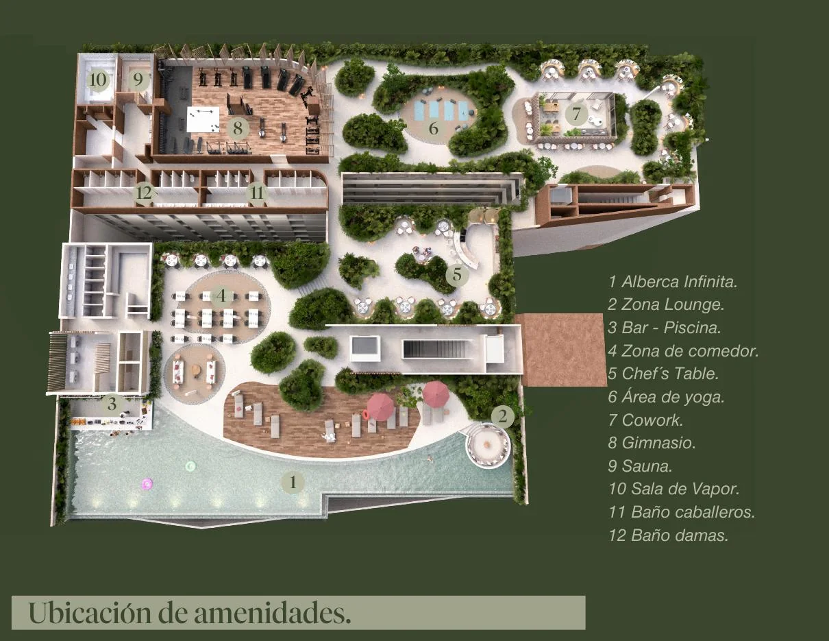 Plano de amenidades del Sky Club de The Landmark