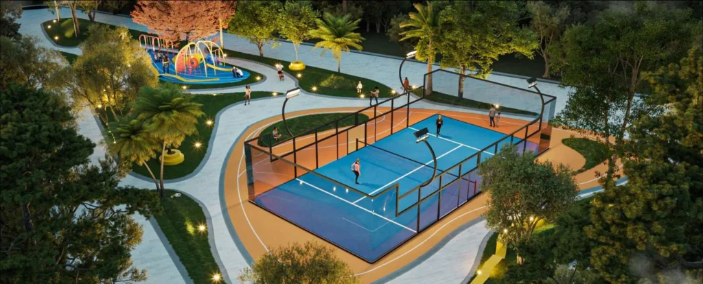 Render de cancha deportiva en Portamar