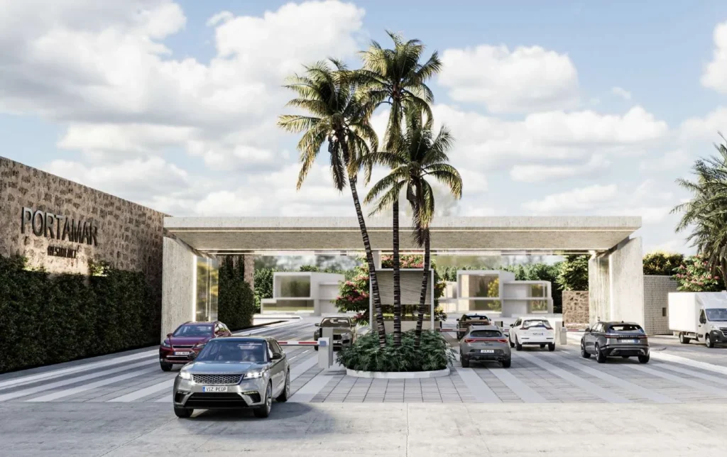 Render del acceso principal de Portamar